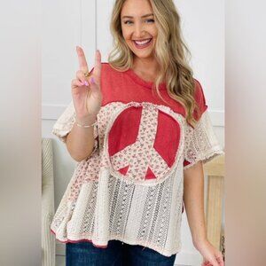 💗 POL Blooming Peace Top in Tomato-NEW💗
